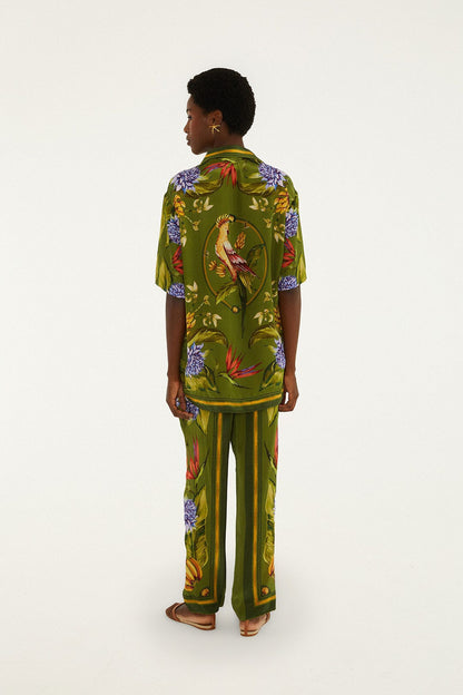 Green Tropical Scarf Pants