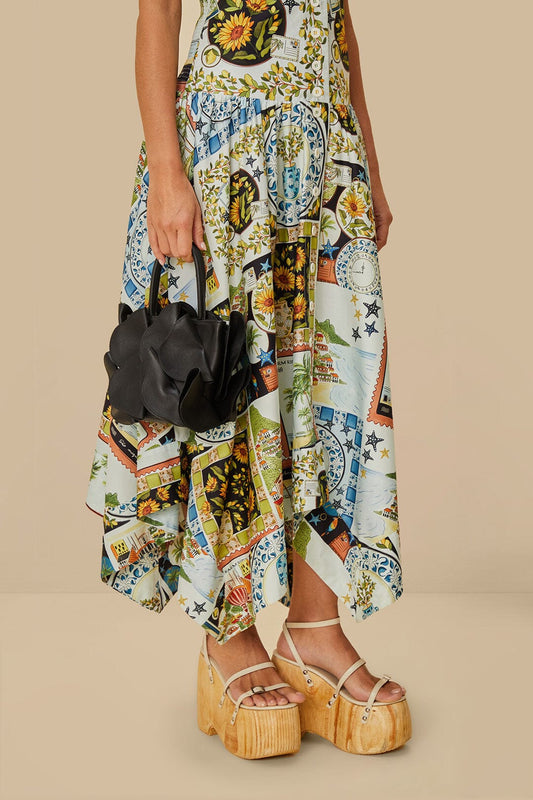 Black Leather Flower Bag