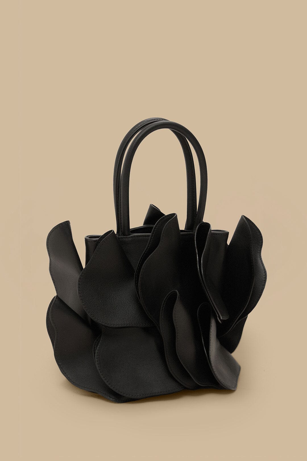 Black Leather Flower Bag