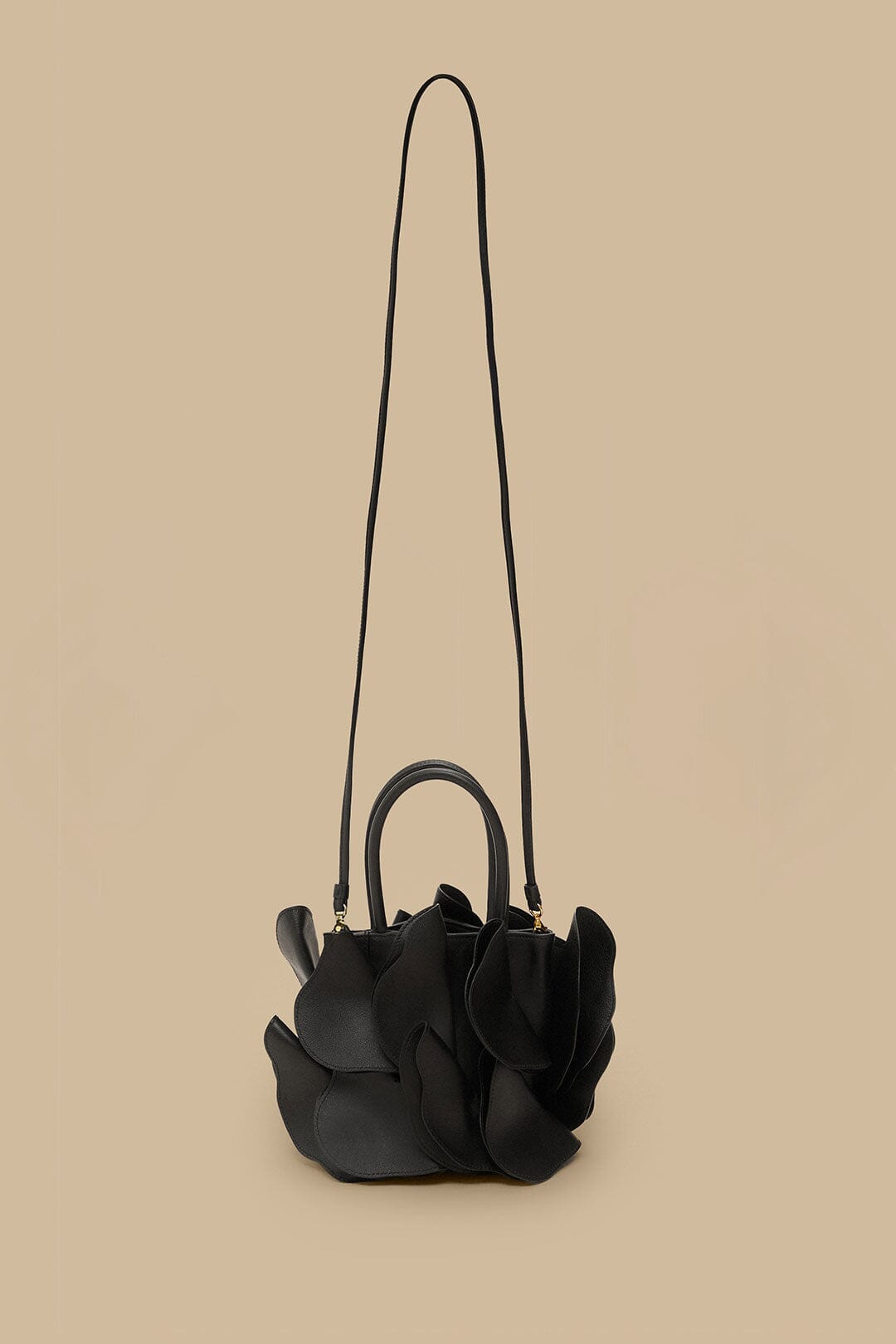 Black Leather Flower Bag