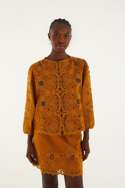 Camel Richelieu Mini Skirt