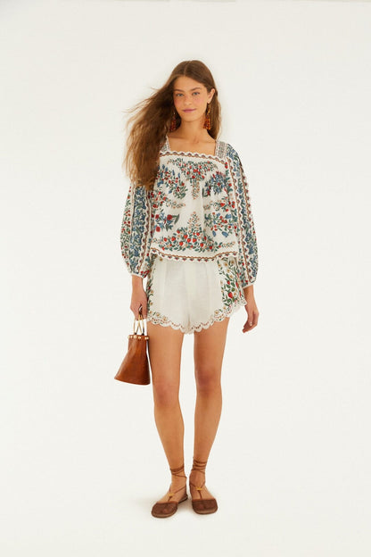 Off-White Fruit Beauty Scarf  Long Sleeve Blouse