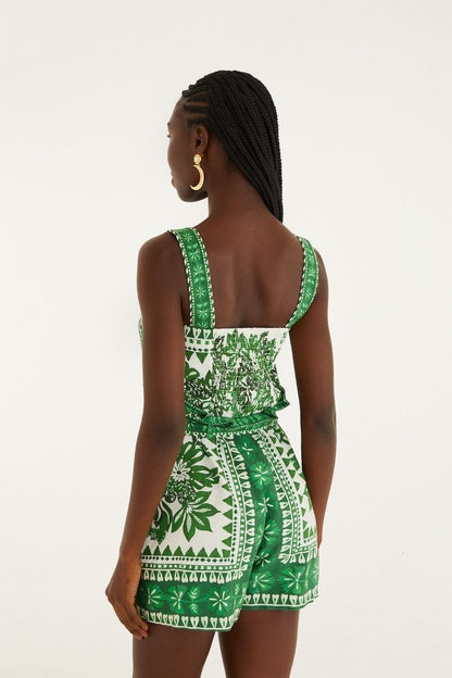 Green Flora Tapestry Romper