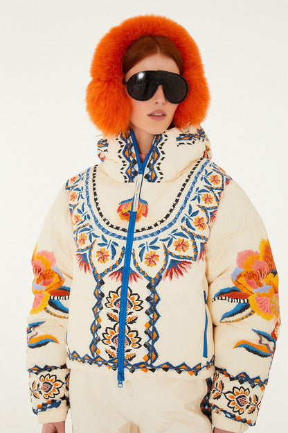 Off-White Lucy Floral Hooded Puffer Ski Jacket