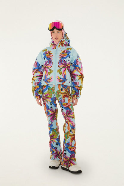Blue Macaw Suspenders Ski Pants
