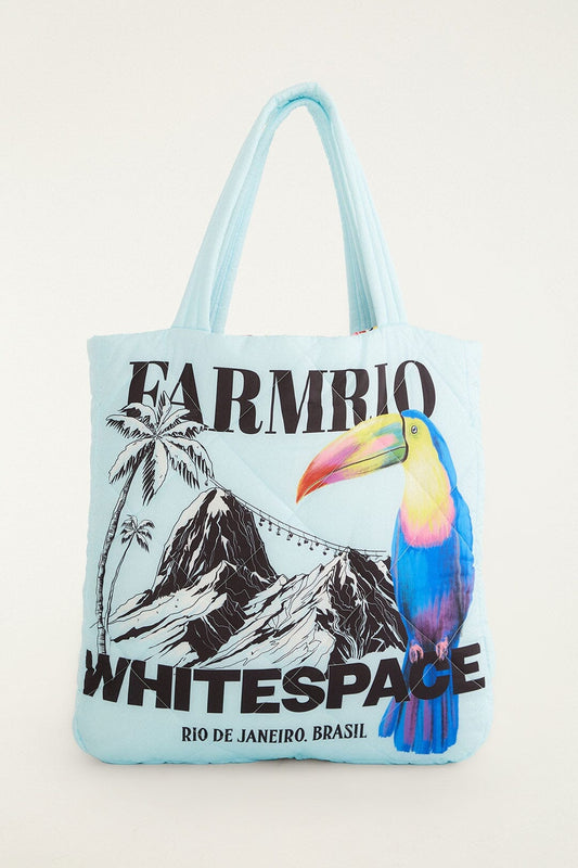 Blue Toucan Puffer Tote Bag