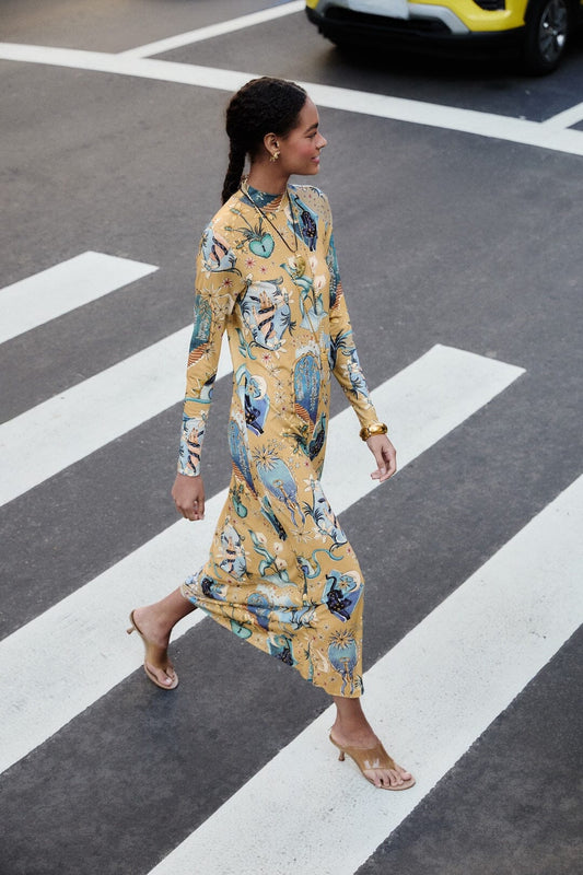 Sand Mystical Long Sleeve Maxi Dress