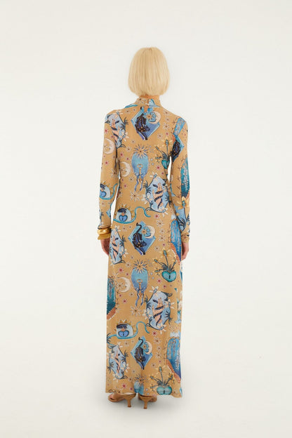Sand Mystical Long Sleeve Maxi Dress