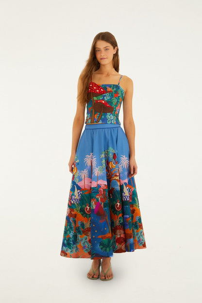 Mushroom Dream Landscape Embroidered Sleeveless Top