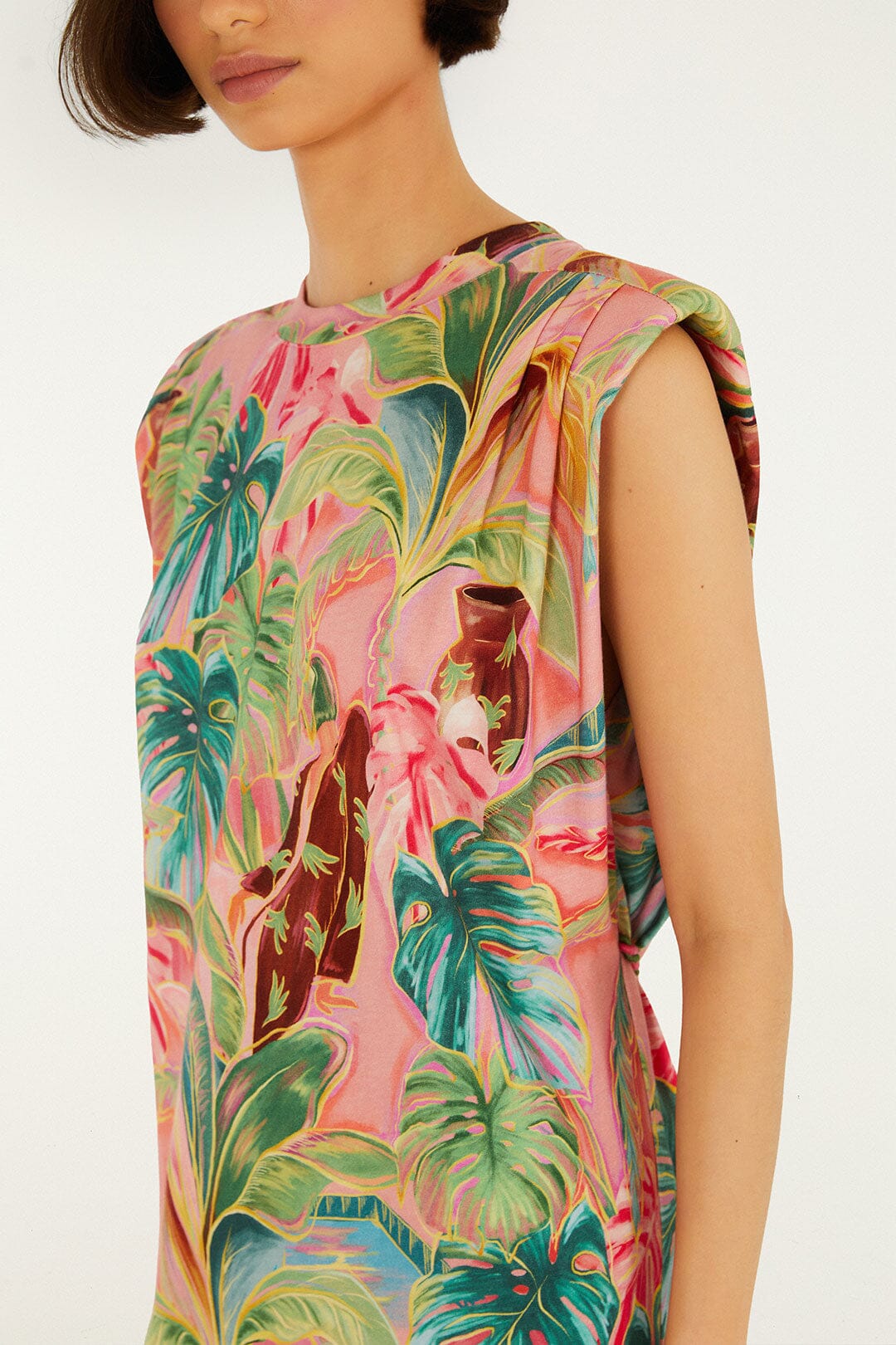 Pink Pool Time Padded Shoulder  T-Shirt