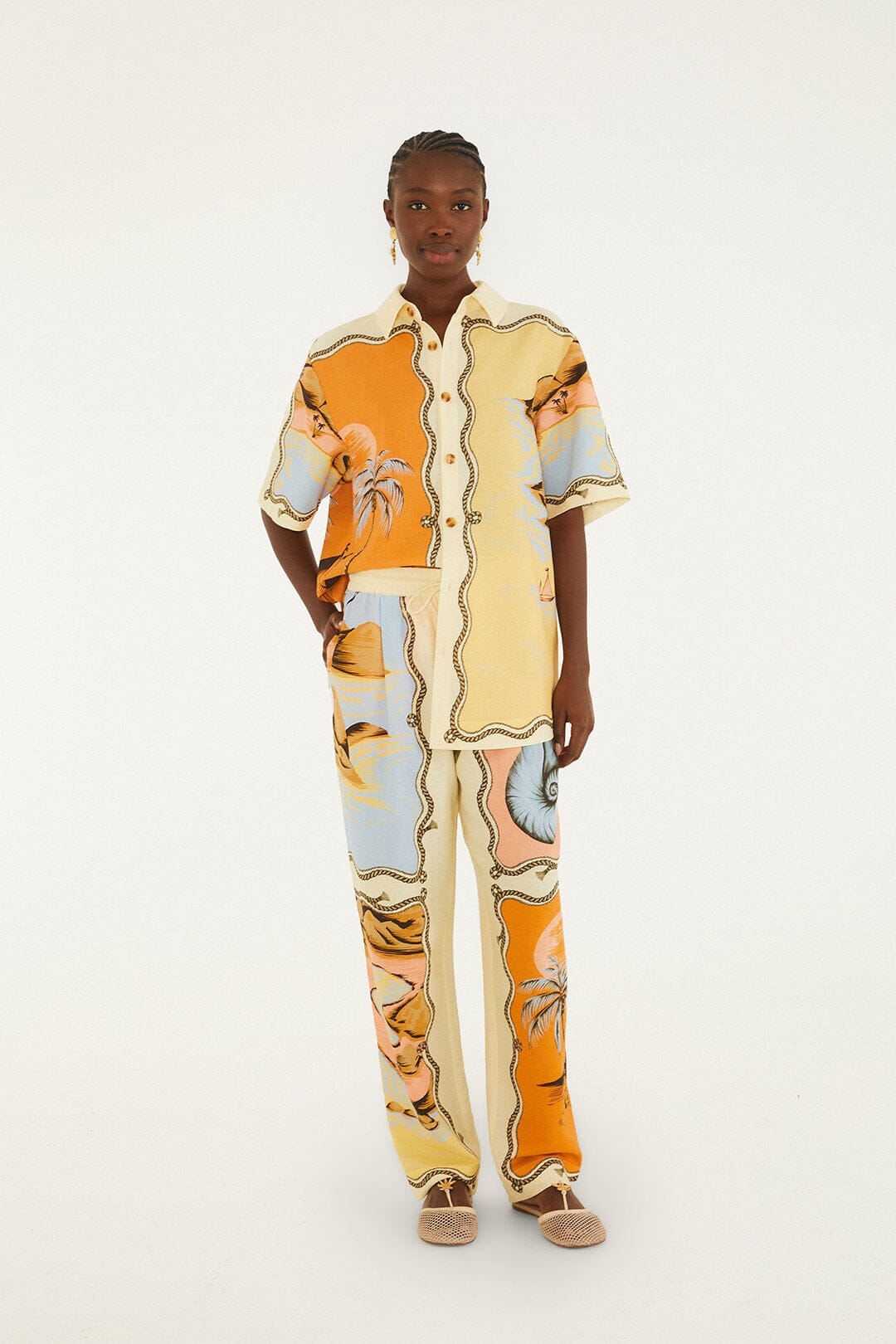 Multicolor Rio Souvenir Mixed Scarf Pants