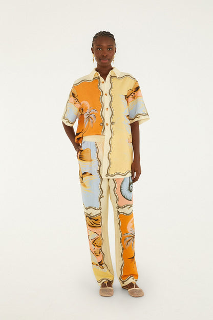 Multicolor Rio Souvenir Mixed Scarf Pants