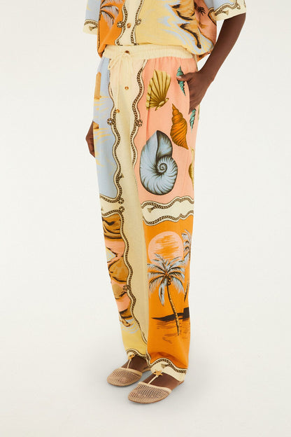 Multicolor Rio Souvenir Mixed Scarf Pants