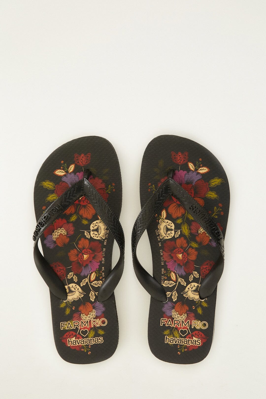 Black Rococo Flowers Havaianas
