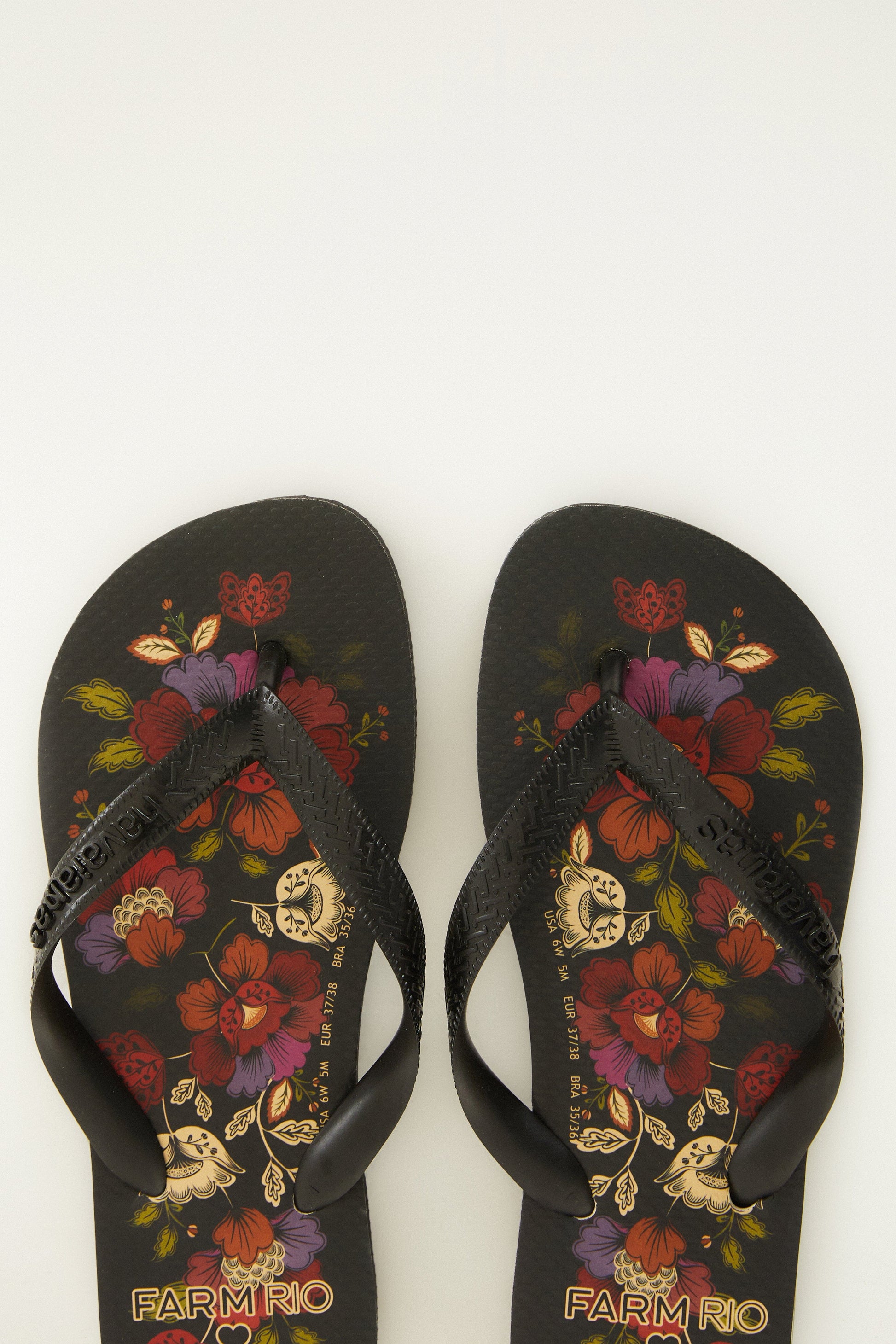 Black Rococo Flowers Havaianas