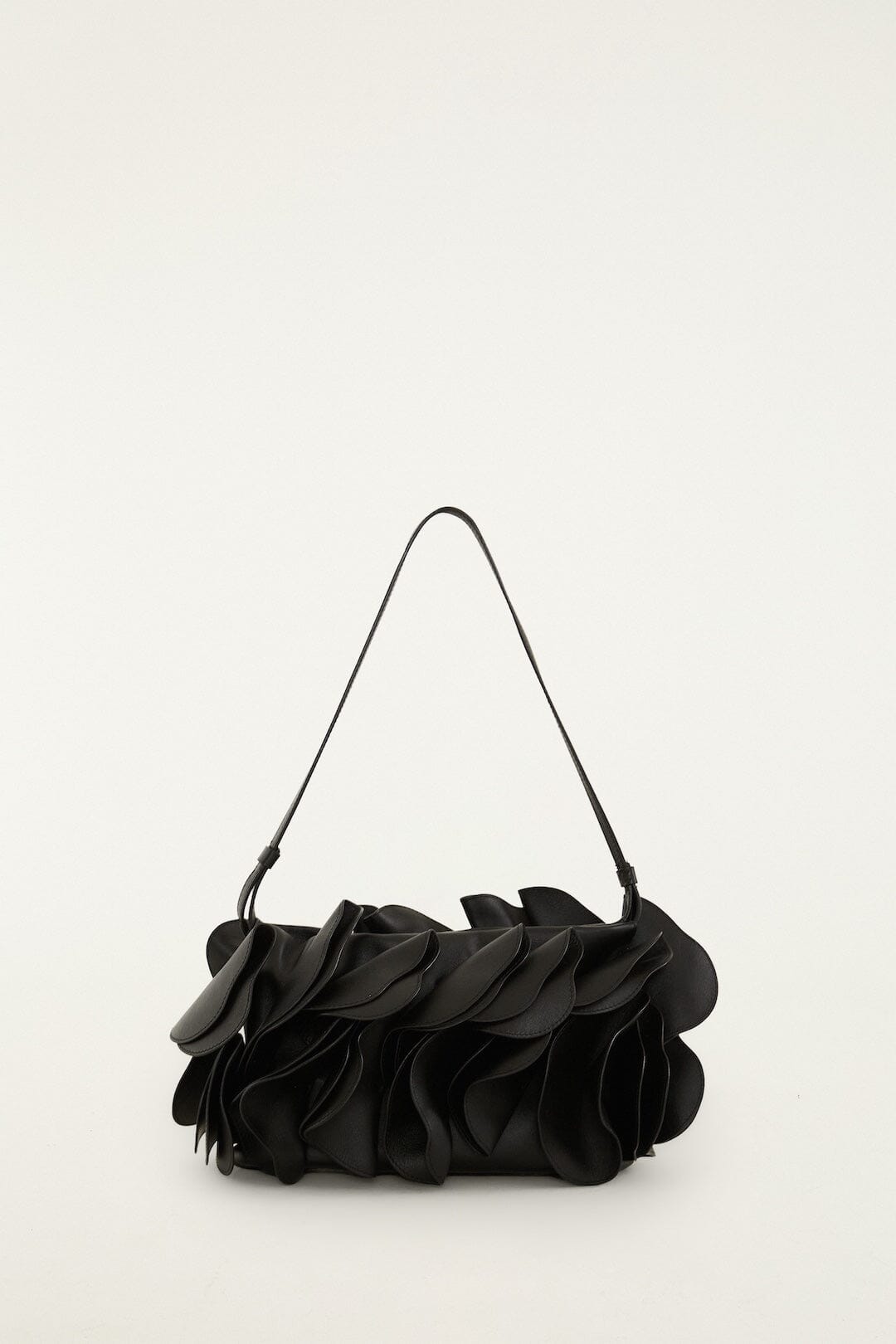 Black Leather Shoulder Flower Bag