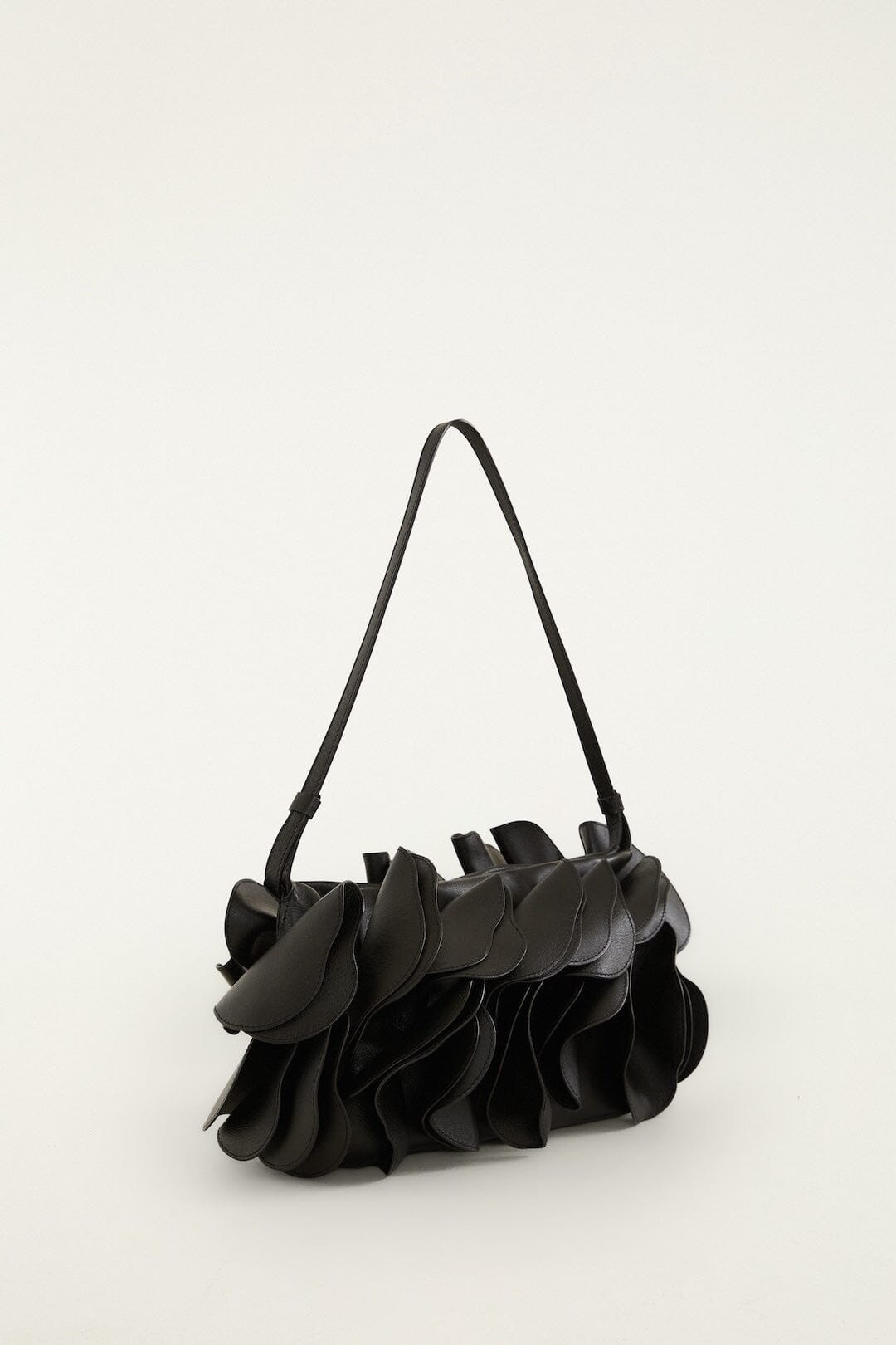 Black Leather Shoulder Flower Bag