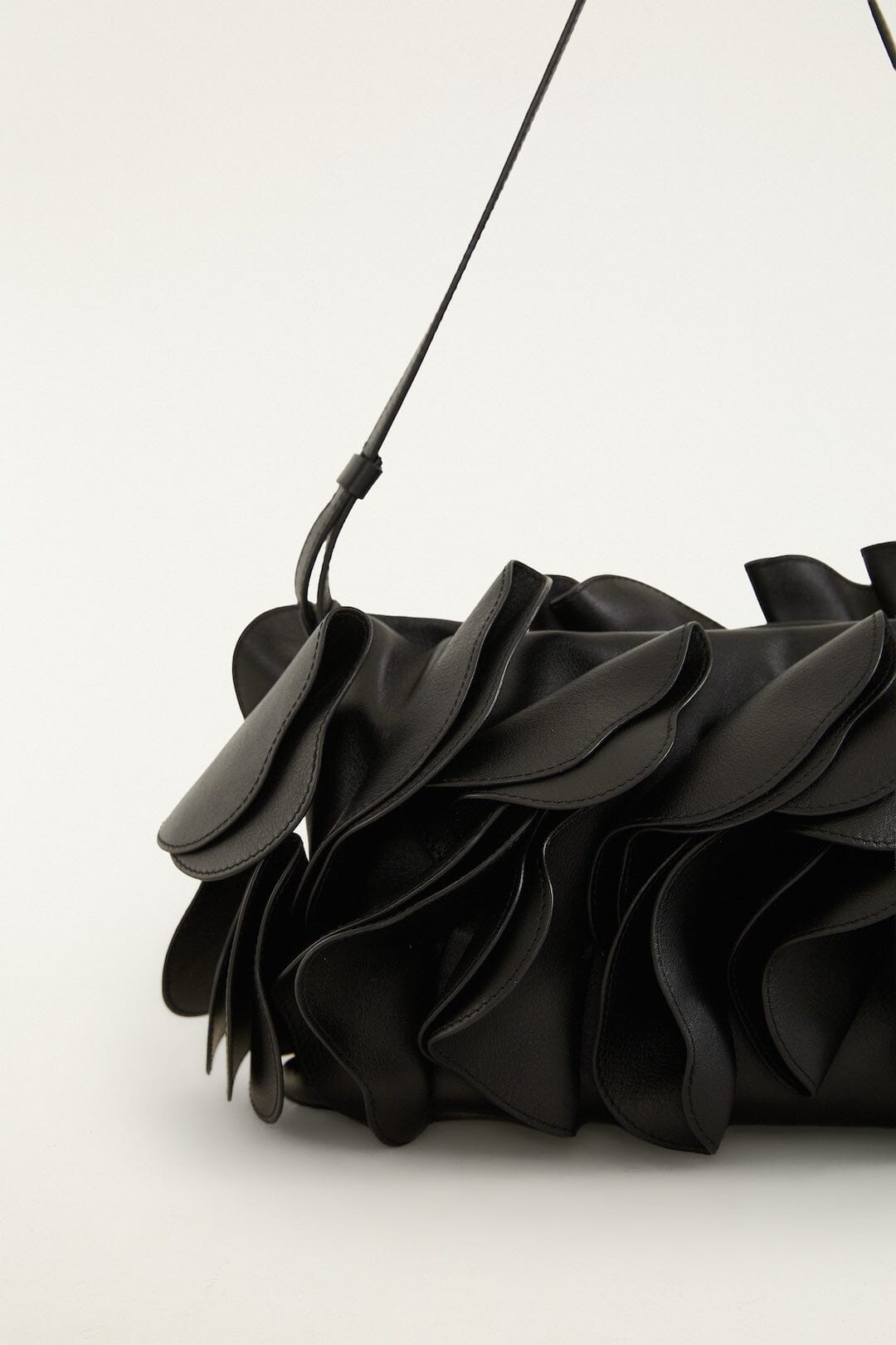 Black Leather Shoulder Flower Bag