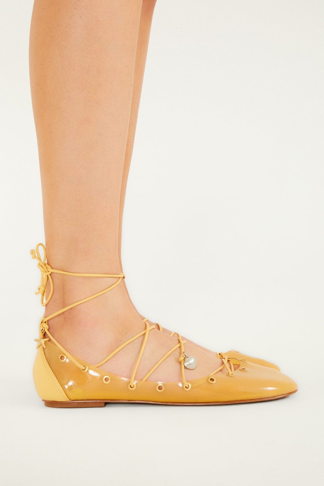 Yellow Sea Lace Up Jelly Ballerina