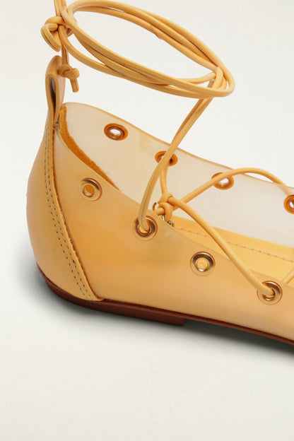 Yellow Sea Lace Up Jelly Ballerina