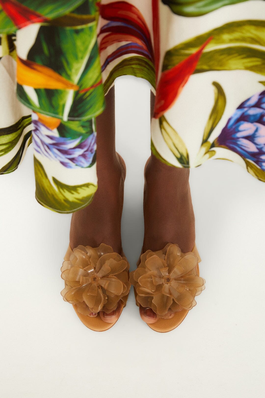 Orange Jelly Flower Wedge Sandal