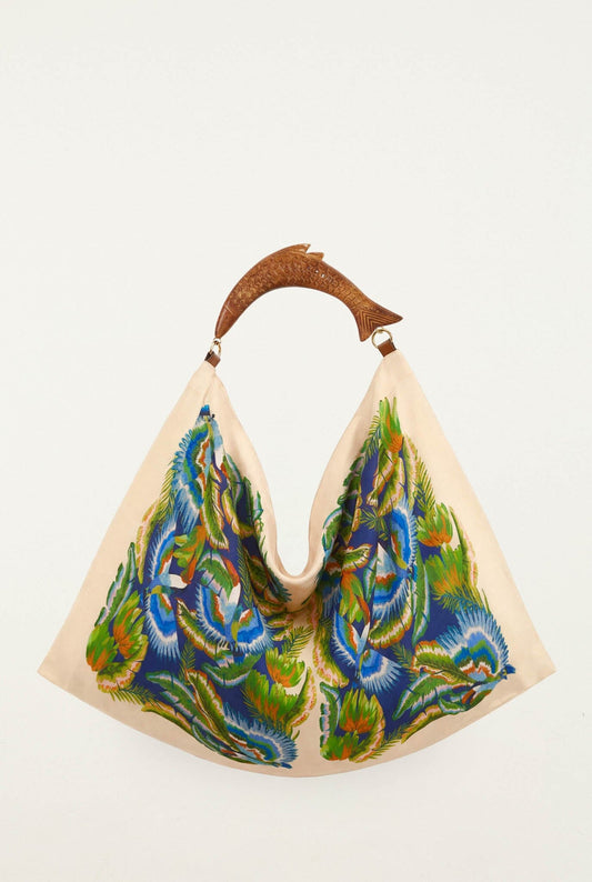 Sand Birds Satin Medium Scarf Bag