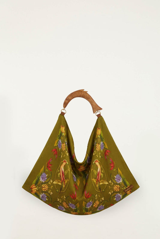 Green Nature Satin Mini Scarf Bag