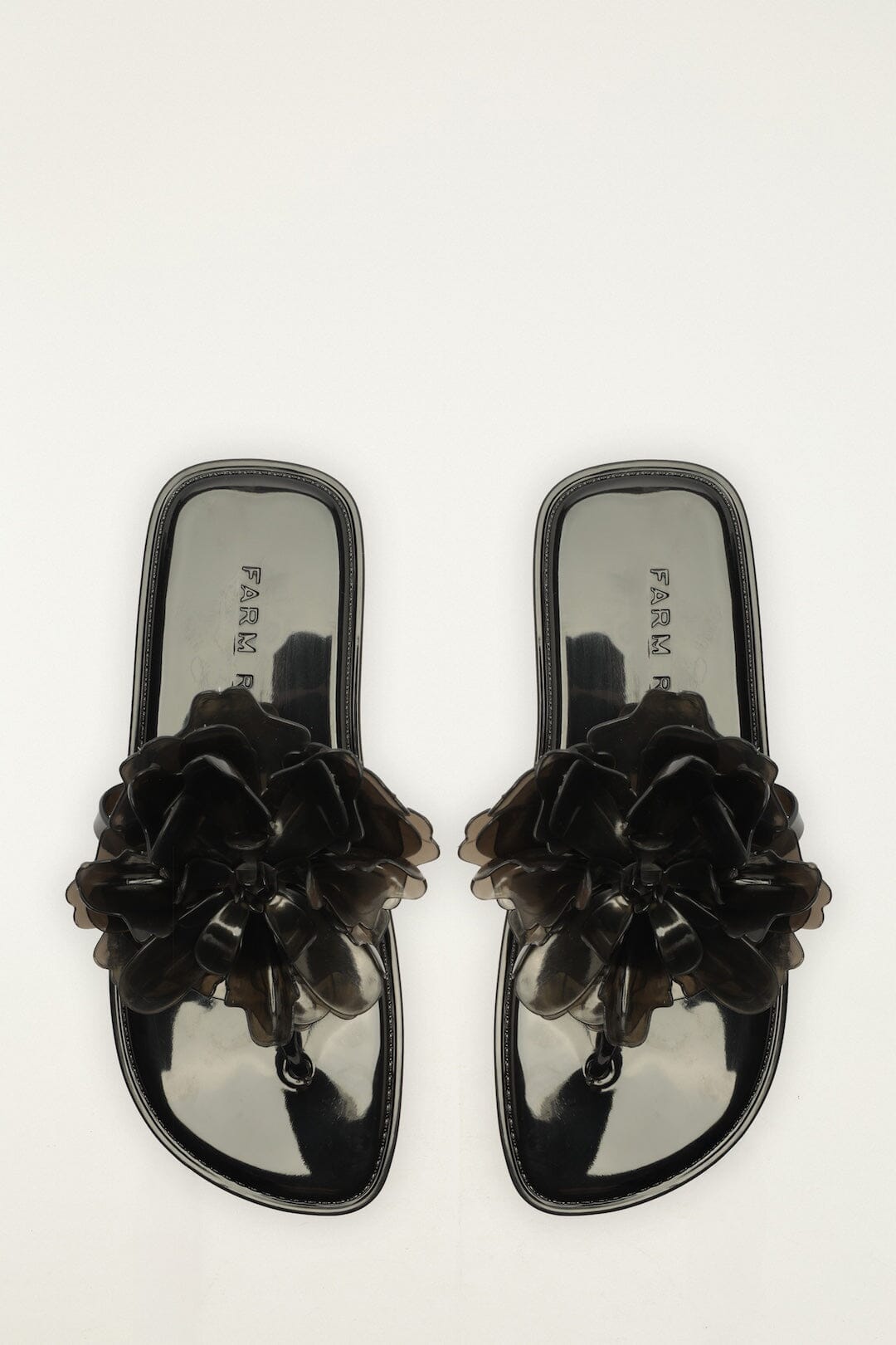 Black Jelly Flower Flat Sandal