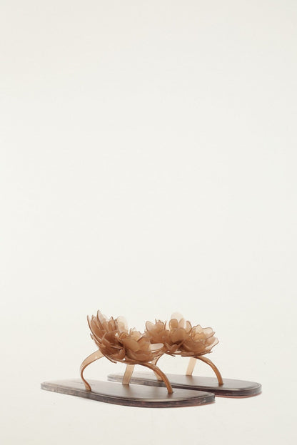 Caramel Jelly Flower Flat Sandal