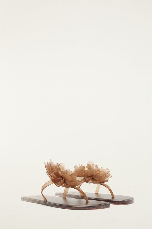 Caramel Jelly Flower Flat Sandal