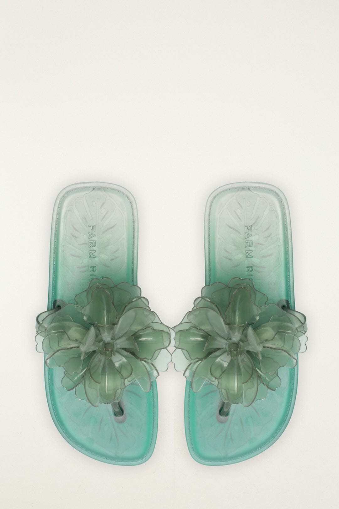 Green Jelly Flower Flat Sandal