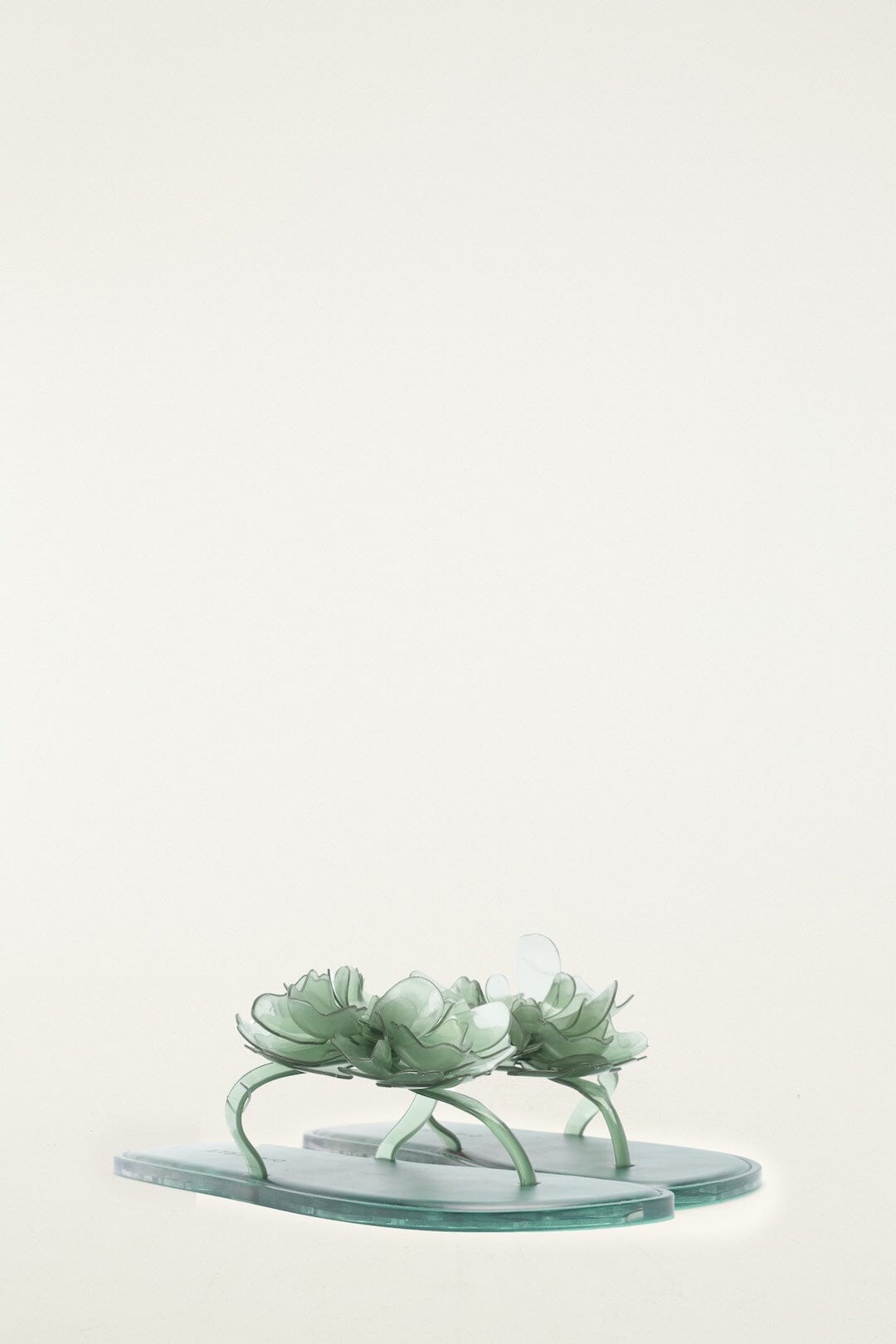 Green Jelly Flower Flat Sandal
