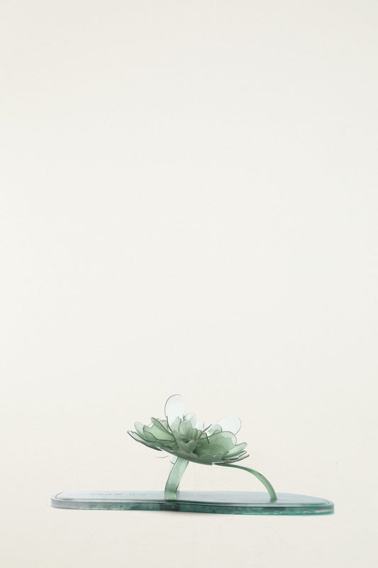 Green Jelly Flower Flat Sandal