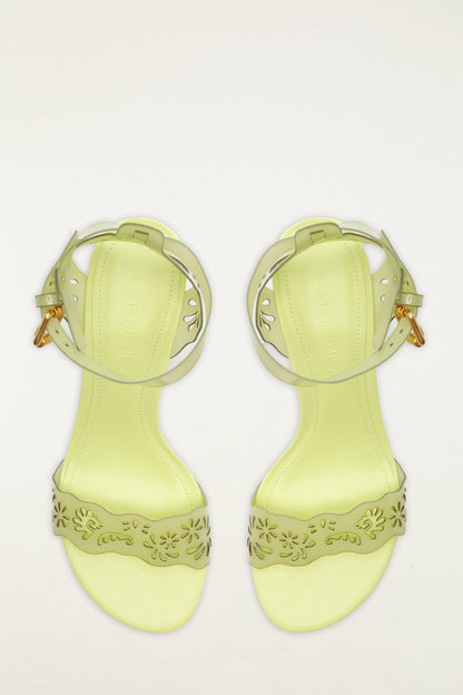 Green Lace Jelly Kitten Heeled Sandal