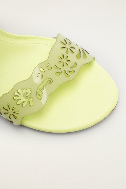 Green Lace Jelly Kitten Heeled Sandal