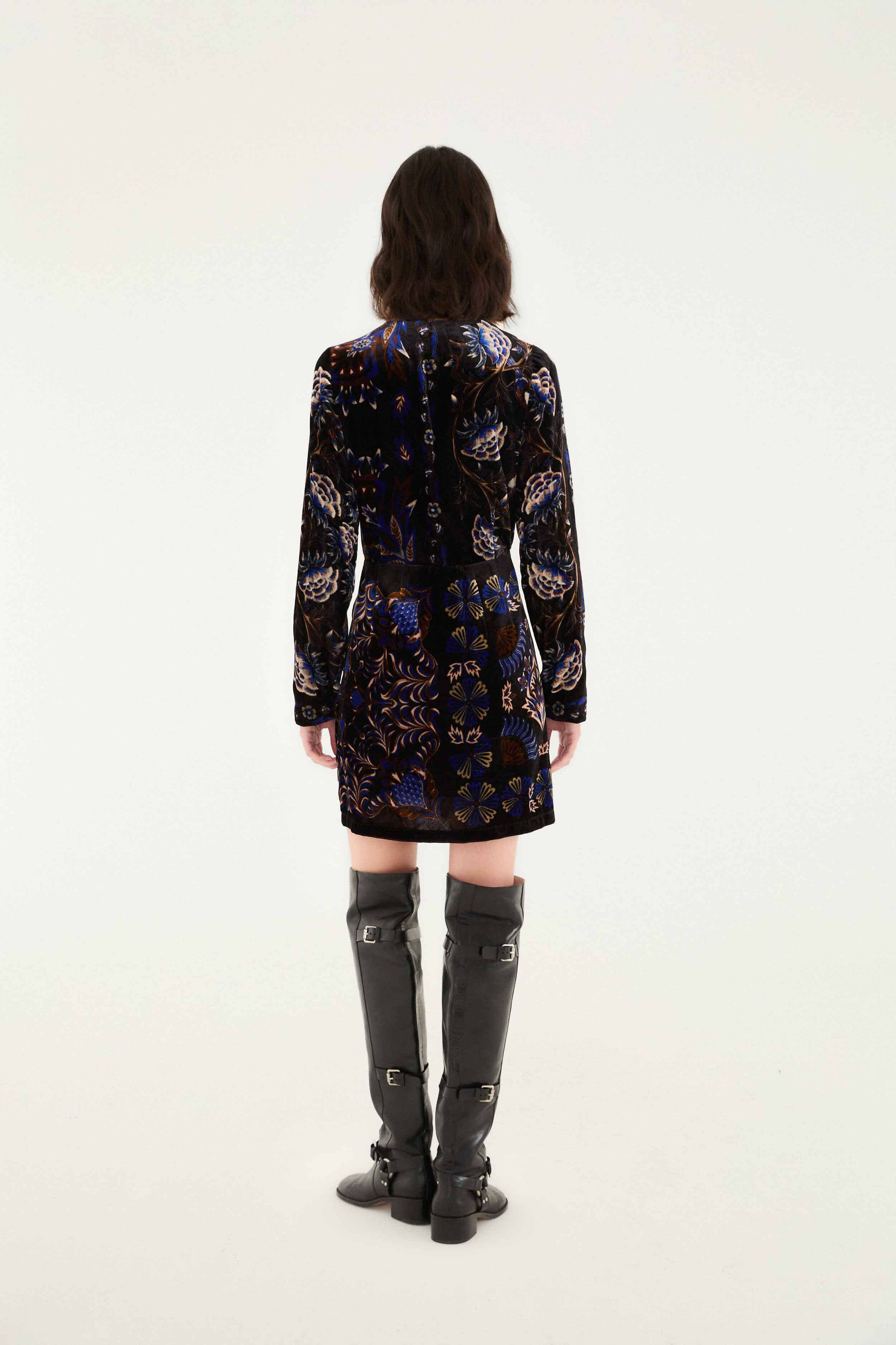 Black Arabesque Mix Scarves Wrap Mini Dress