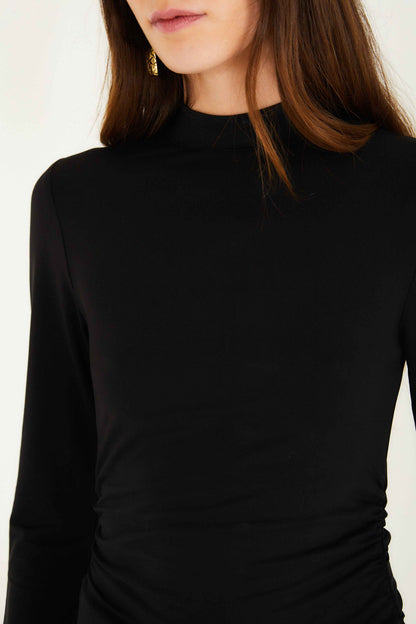 Black Jersey Long Sleeve Blouse