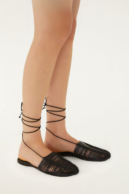 Black Macrame Mule
