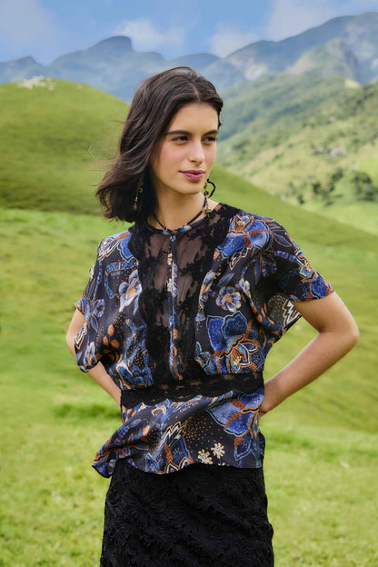 Black Snakes Bouquet Blouse