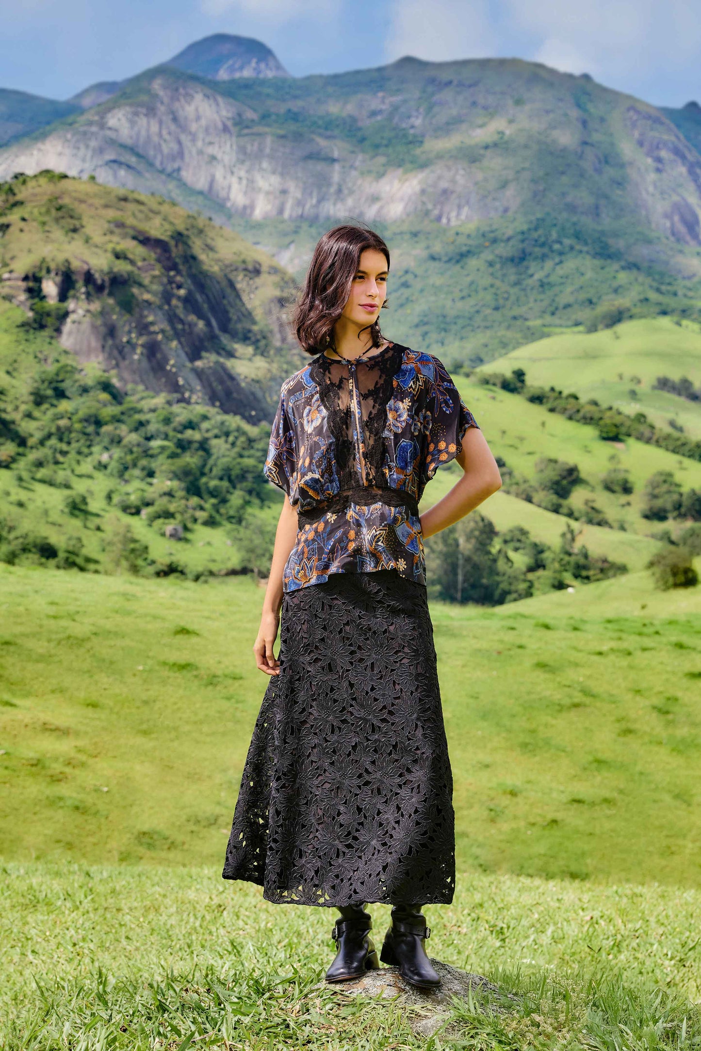 Black Snakes Bouquet Blouse