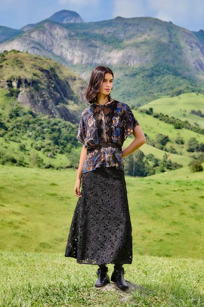 Black Snakes Bouquet Blouse