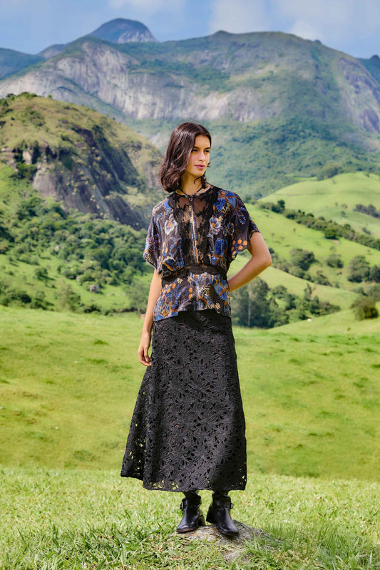 Black Snakes Bouquet Blouse