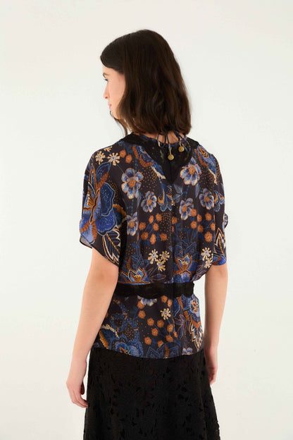 Black Snakes Bouquet Blouse