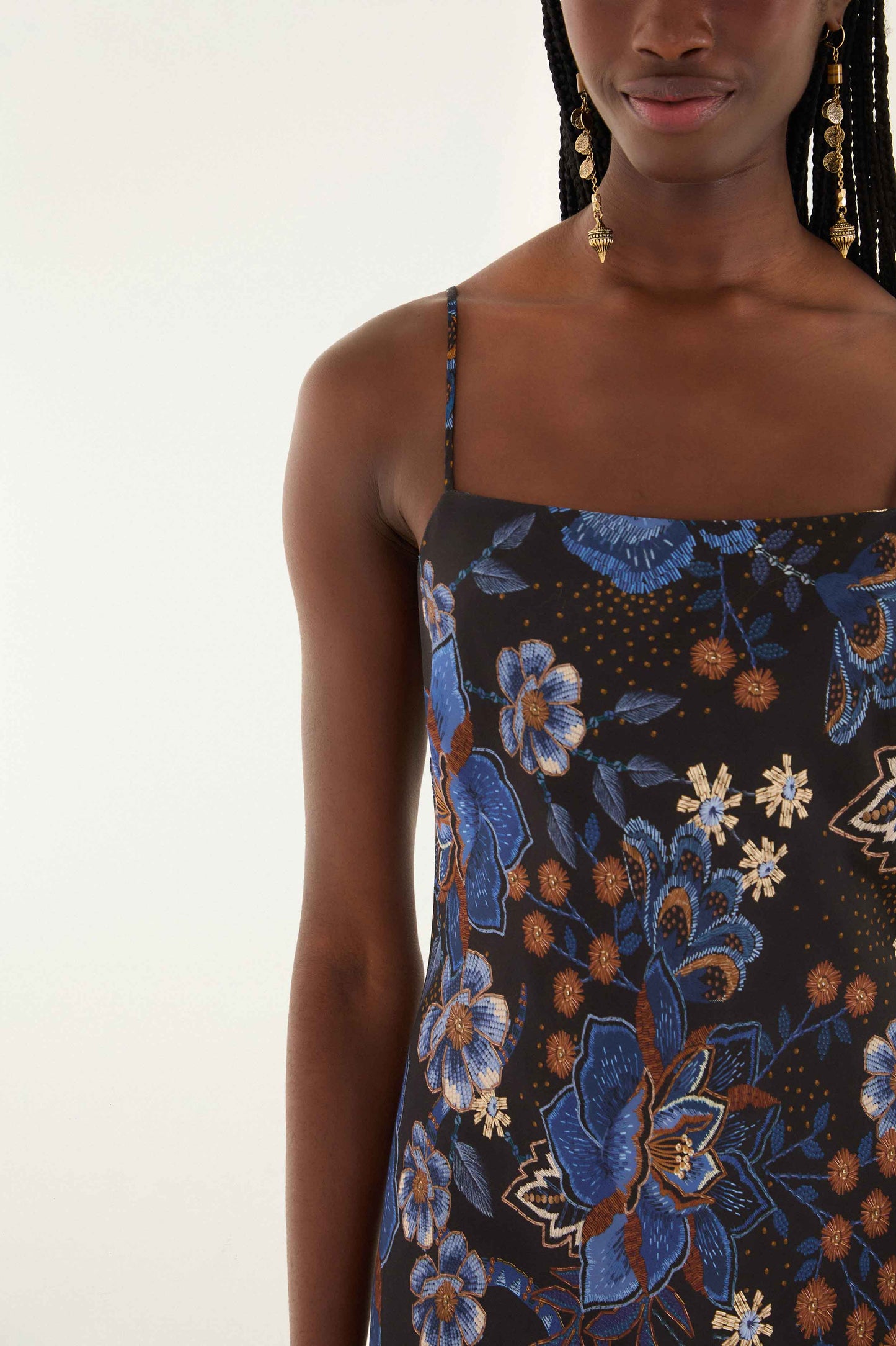 Black Snakes Bouquet Lenzing™ Ecovero™ Slip Maxi Dress