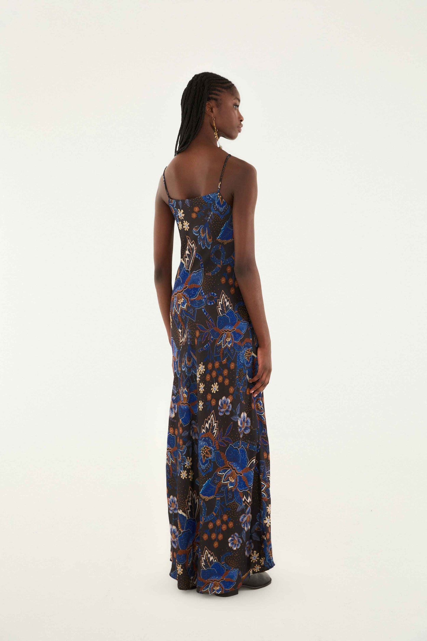 Black Snakes Bouquet Lenzing™ Ecovero™ Slip Maxi Dress