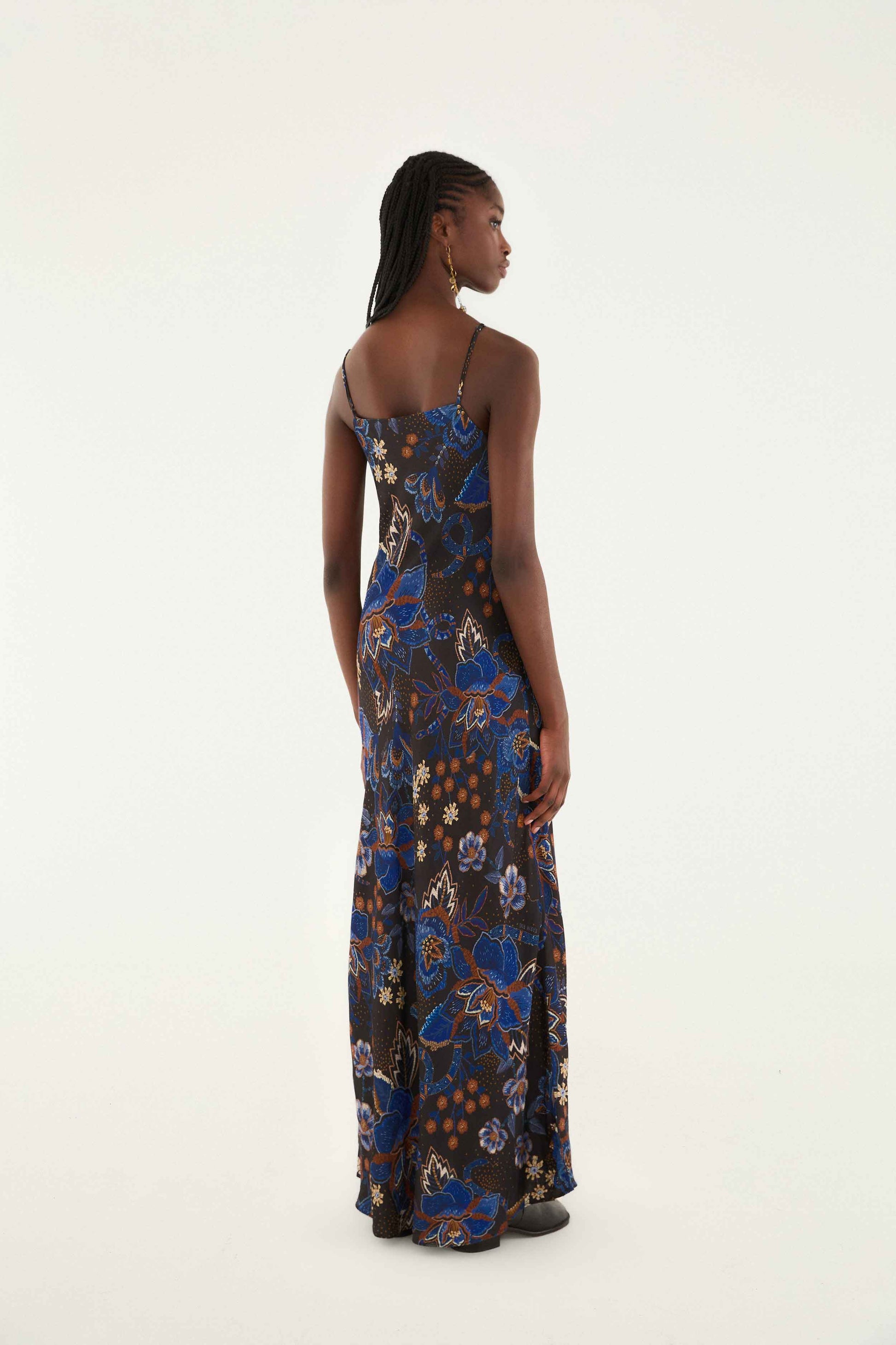 Black Snakes Bouquet Lenzing™ Ecovero™ Slip Maxi Dress