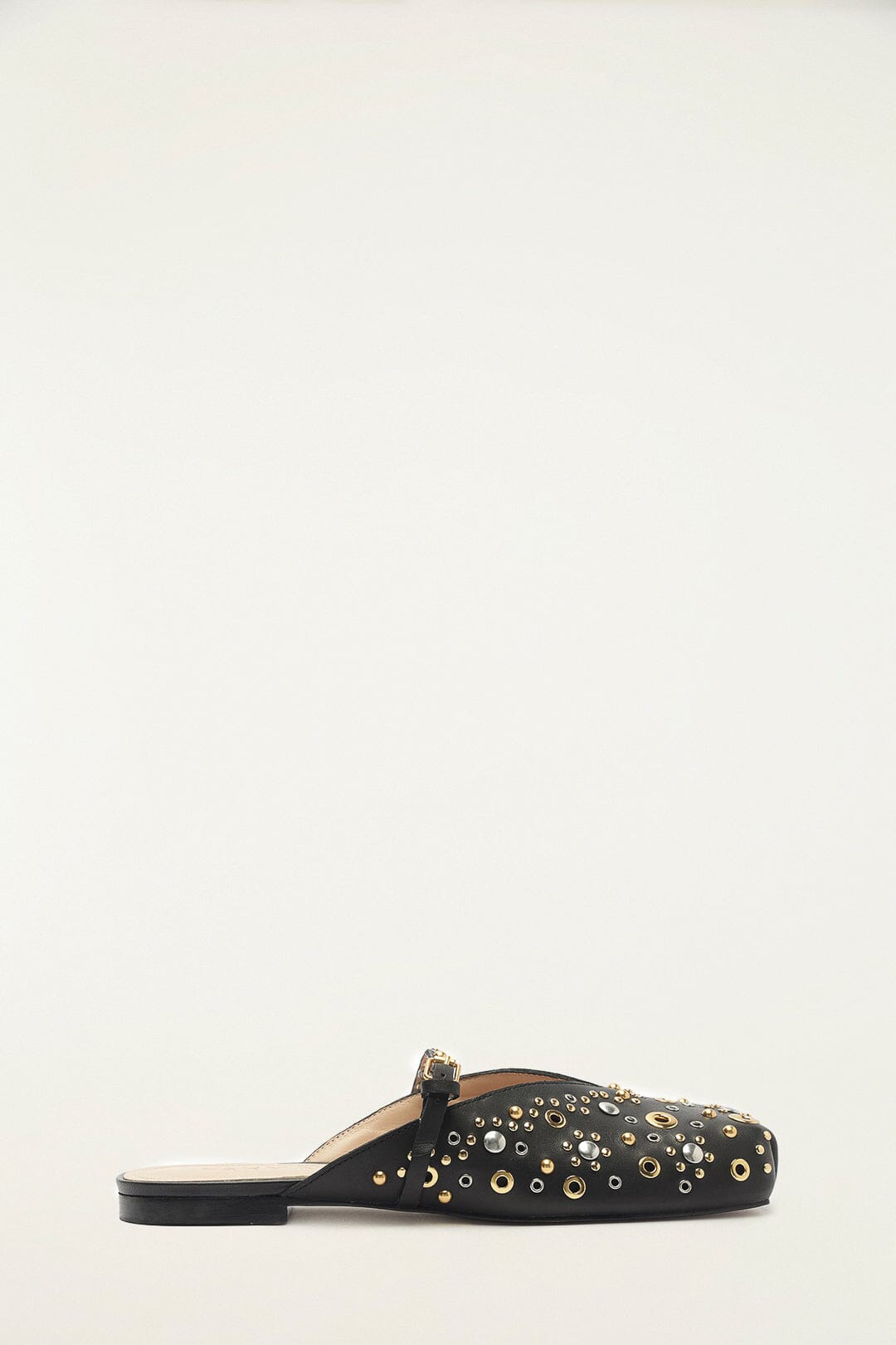 Black Studded Square Toe Ballerina