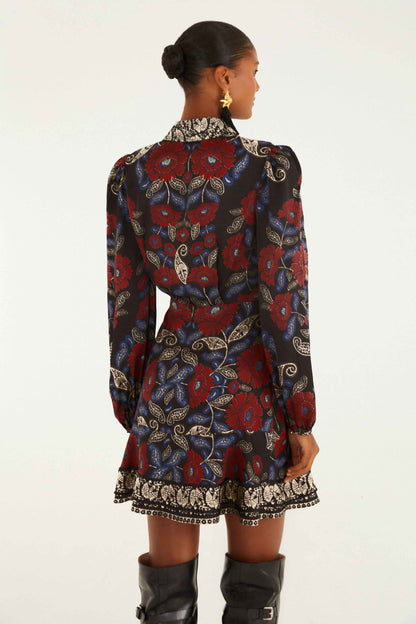 Black Valentina Wrap  Mini Dress