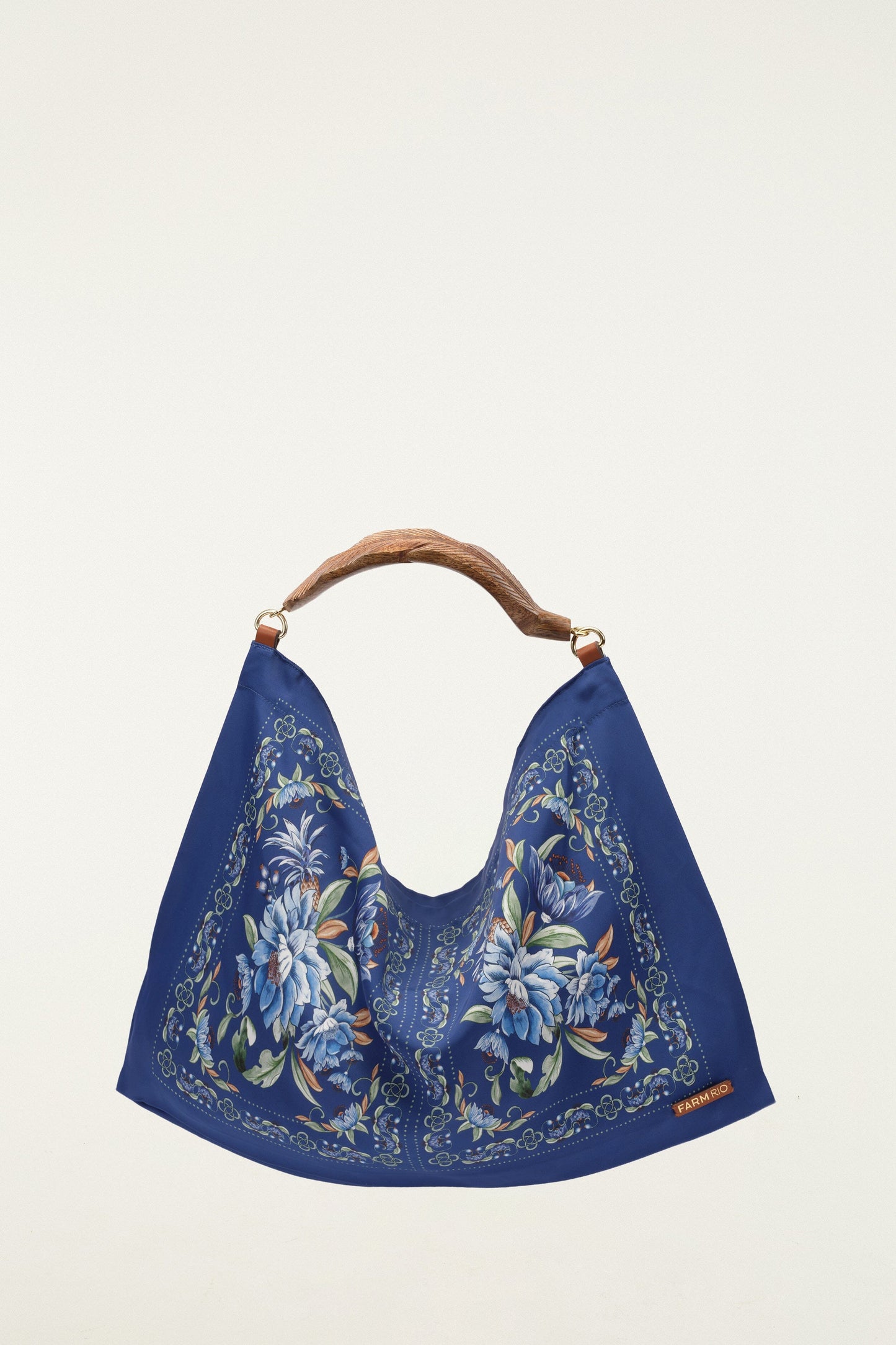 Blue Flowers Satin Small Scarf Bag