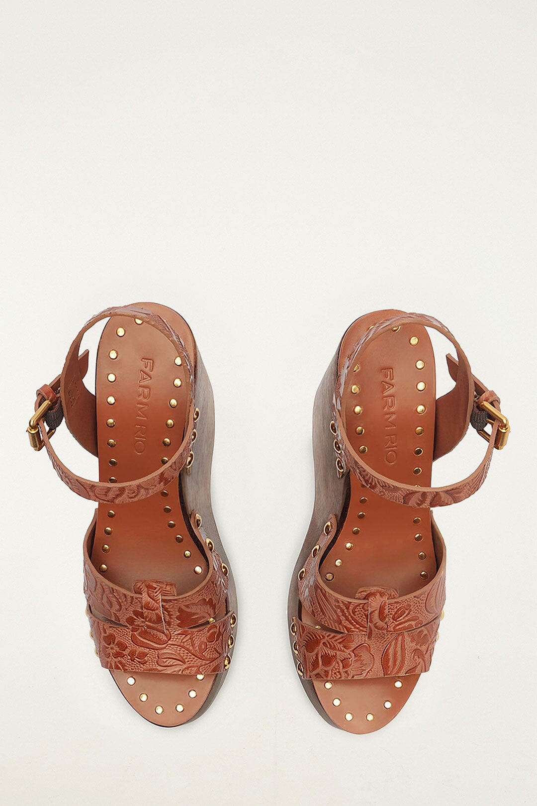 Brown Embossed Wedge Sandal